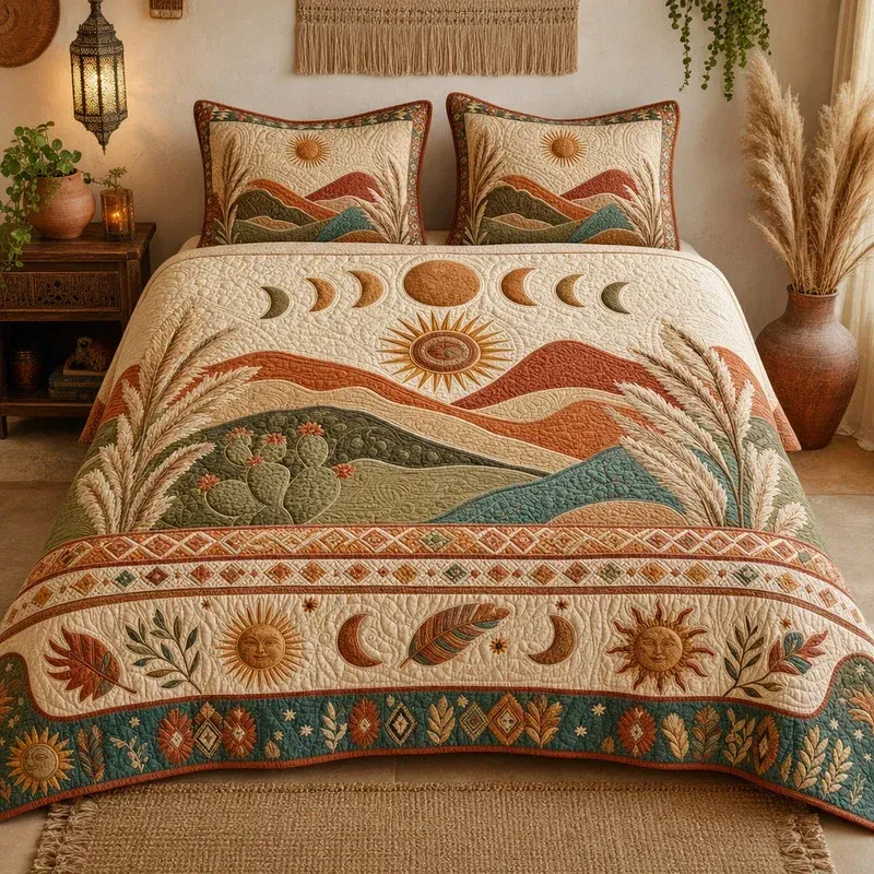 Boho Sandscapes Bamboo Quilt Bedding Set