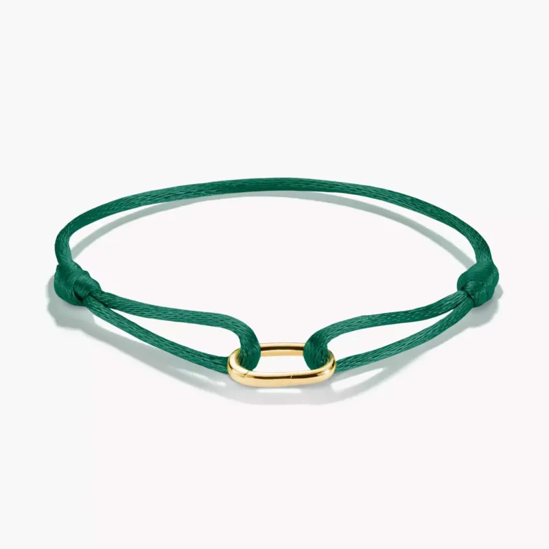Grünes Textilarmband mit goldfarbener Connect-Schließe
