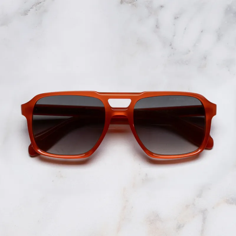 An image of the 1394 Aviator Sunglasses (Small) in Rogue frame frontal view with arms closed marble background