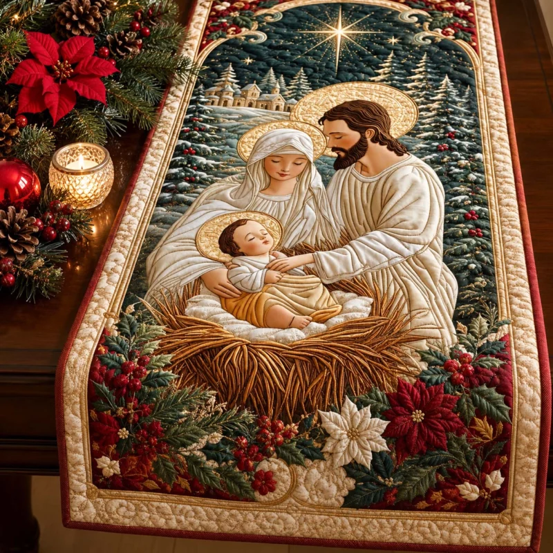 Christmas Holy Family Quilt Table Runner