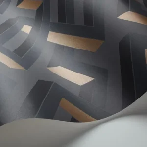 Cole and Son - Tapete Luxor Wallpaper-Tapeten-Cole & Son-Metallic Bronze on Slate Grey S105/1001-TOJU Interior