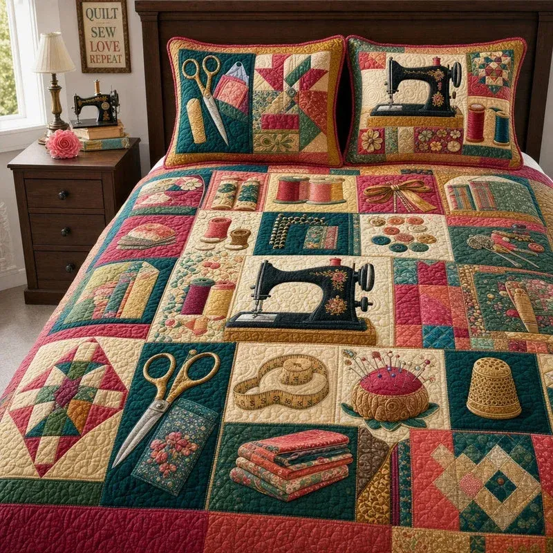 Cozy Thimble Corner Bamboo Quilt Bedding Set
