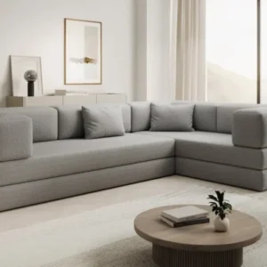 Designer Sofa Lazy L geschlossen in Bouclé