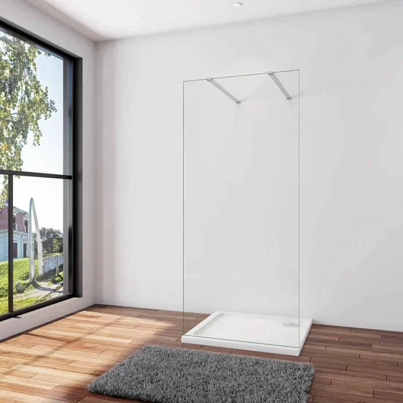 Walk In Duschtrennwand 67.7 x 200 cm 8mm NANO Glas Stabistange 140 cm Duschwänd