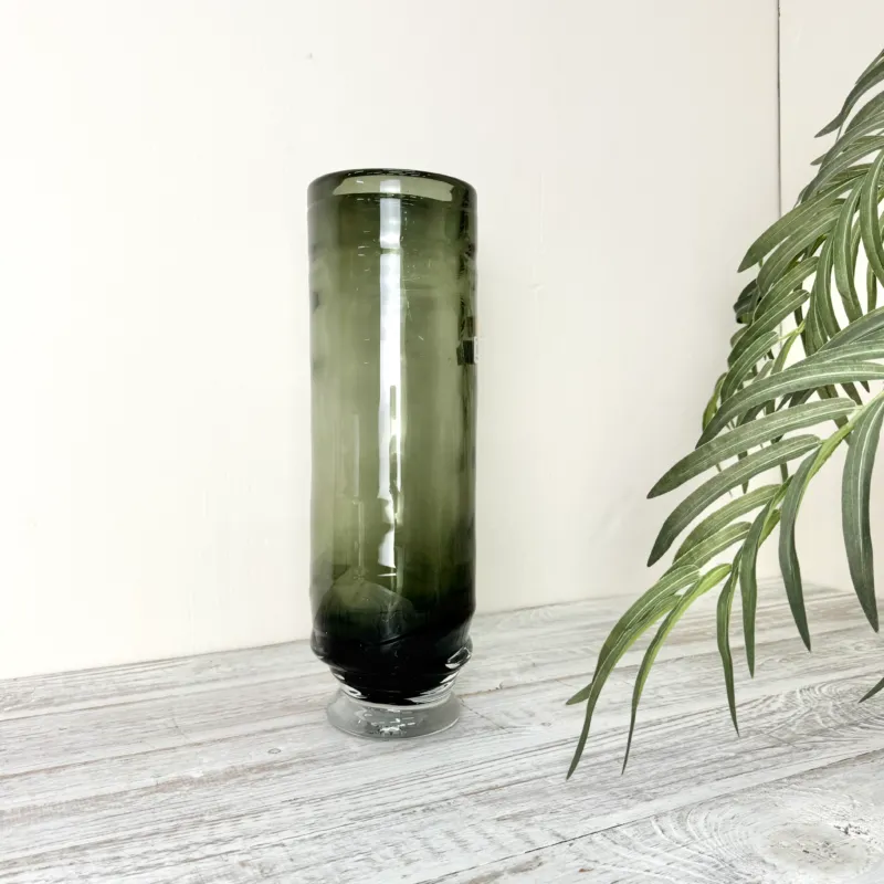 PTMD Diana Glasvase Hoch Zylindervase Dunkelgrün Vase