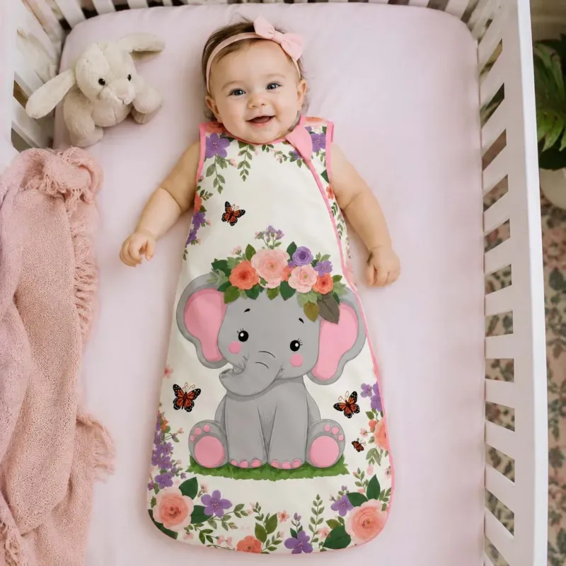 Floral Elephant Princess Bamboo Sleep Bag