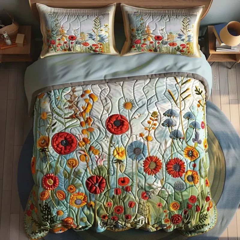 Floral Meadow Magic Bamboo Quilt Bedding Set