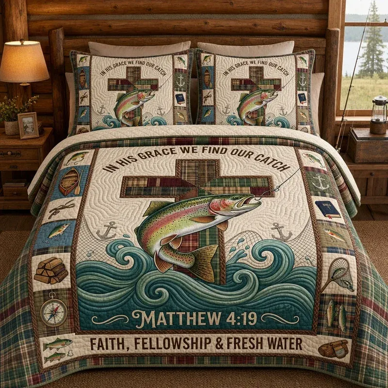 Fresh Water Catch Bamboo Quilt Bedding Set