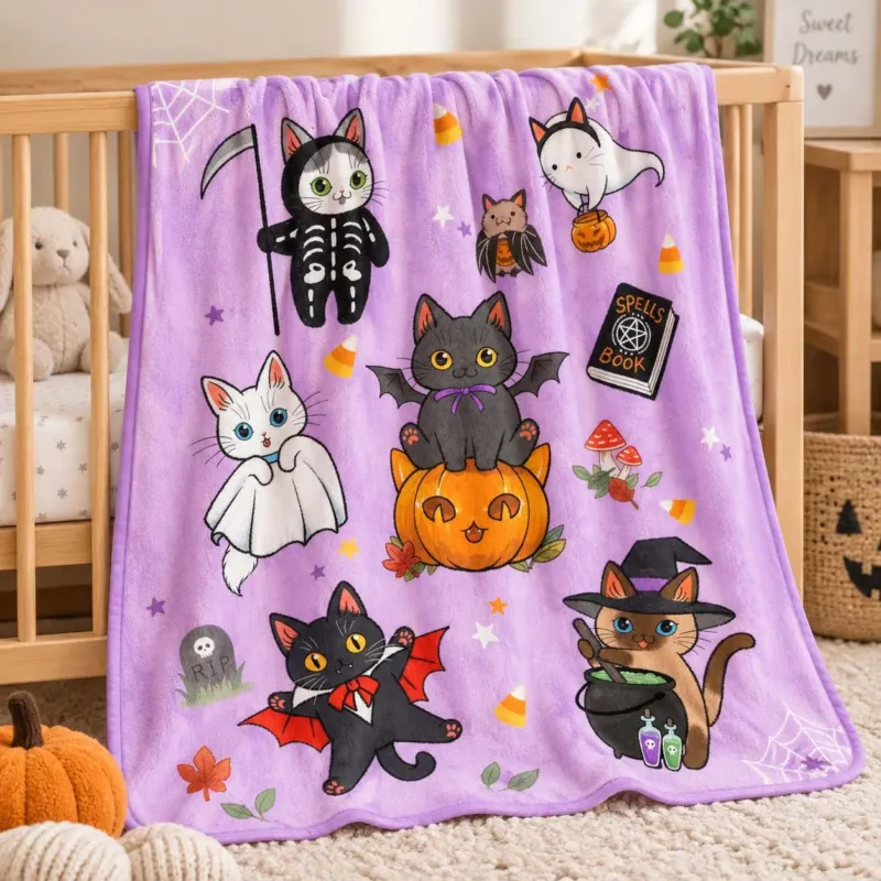 Halloween Costume Cats Bamboo Blanket