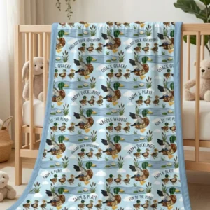 Happy Duckling Swim Bamboo Blanket