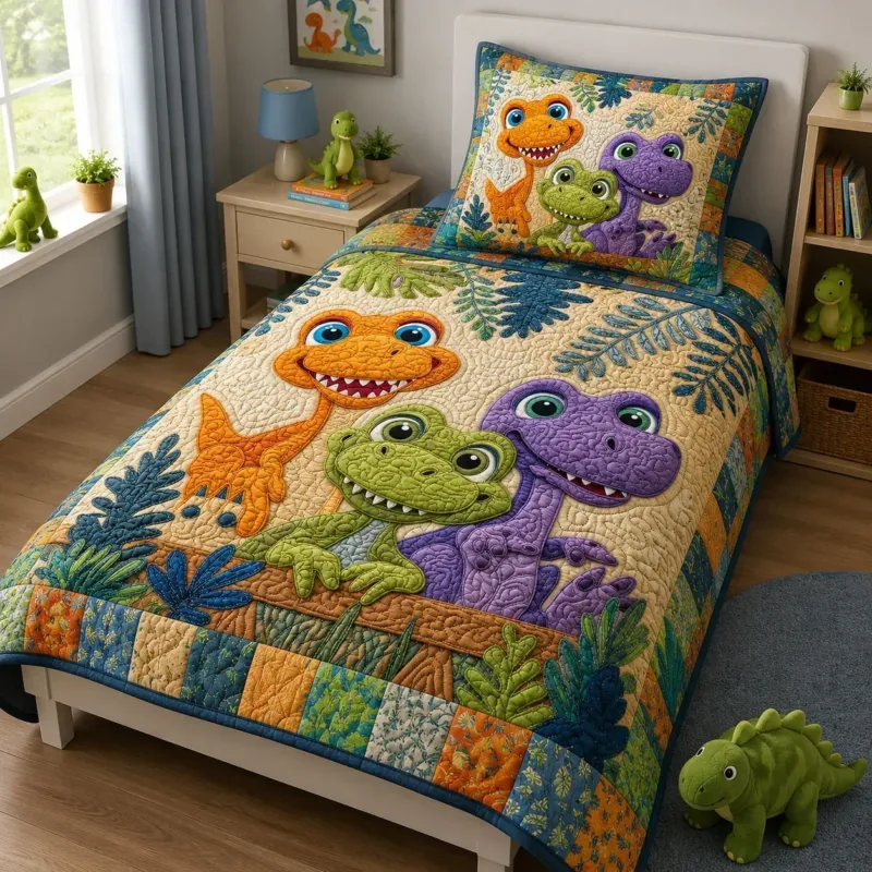 Jurassic Pals Bamboo Quilt Bedding Set