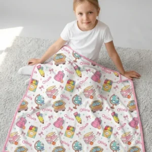 Custom Name Back To School Bamboo Blanket
