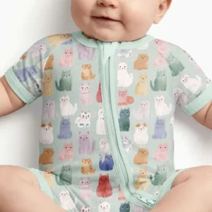 Enchanted Happy Kitty Family Matching Bamboo Shorty Zippy