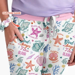 Coastal God Says I Am Custom Name Bamboo Women Pajama Set