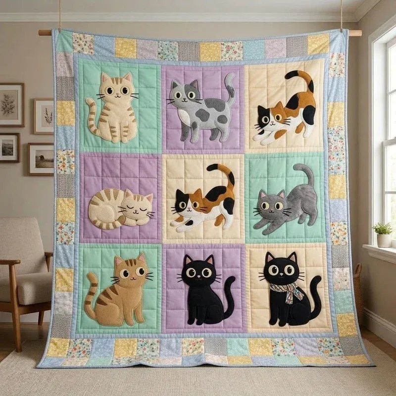 Meow Diary Bamboo Quilt Blanket