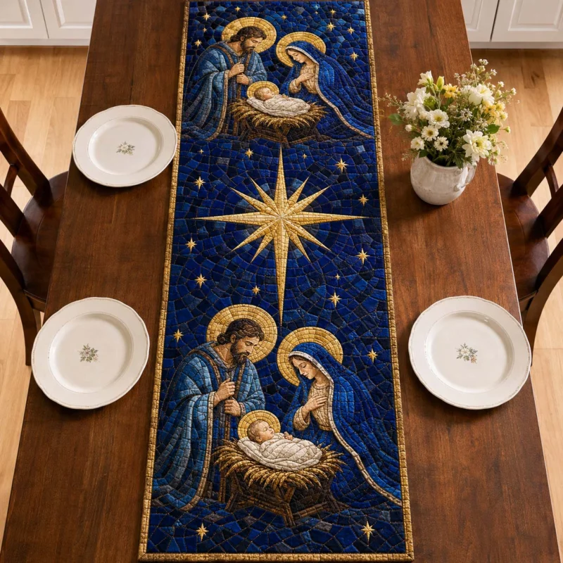 Midnight Holy Nativity Quilt Table Runner