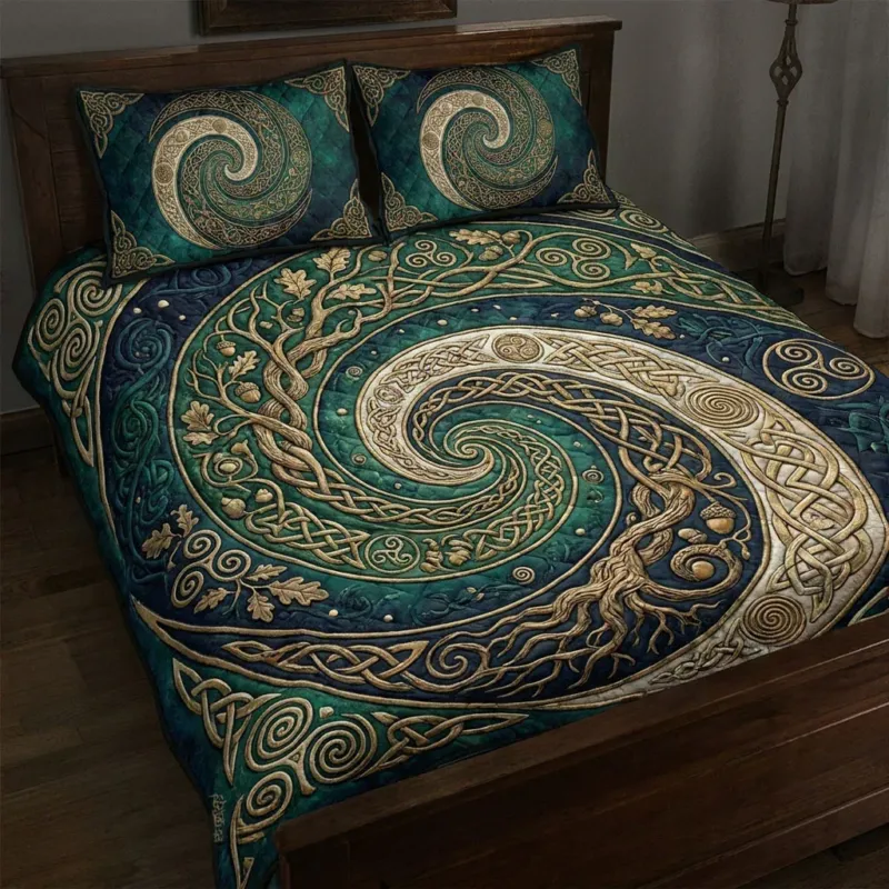 Ocean Celtic Wave Bamboo Quilt Bedding Set