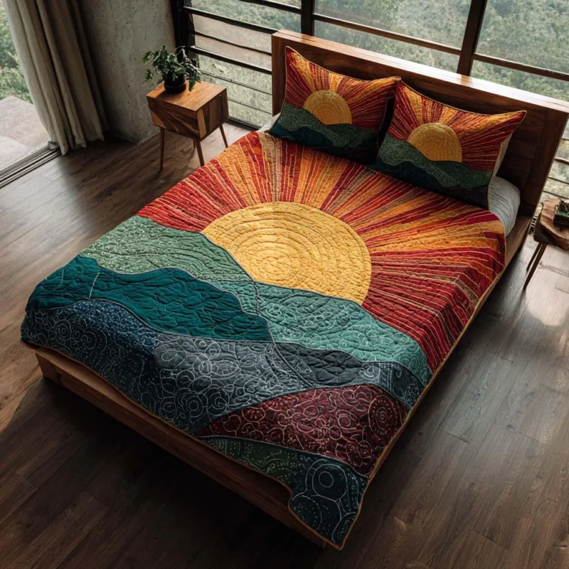 Peaceful Golden Fields Bamboo Quilt Bedding Set