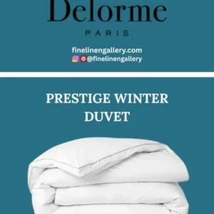 Luxury Yves Delorme Prestige Winter Duvet with plush, cozy filling and elegant white cover for cold weather comfort.