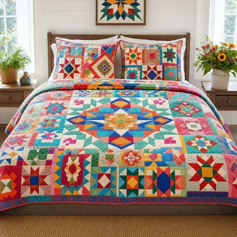 Radiant Patchwork Bamboo Quilt Bedding Set