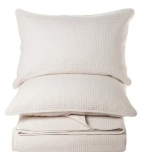 Atelier Solid Cream Quilt Set With Shams
