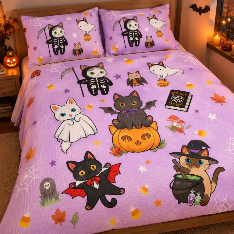 Spooky Costume Kittens Bamboo Bedding Set