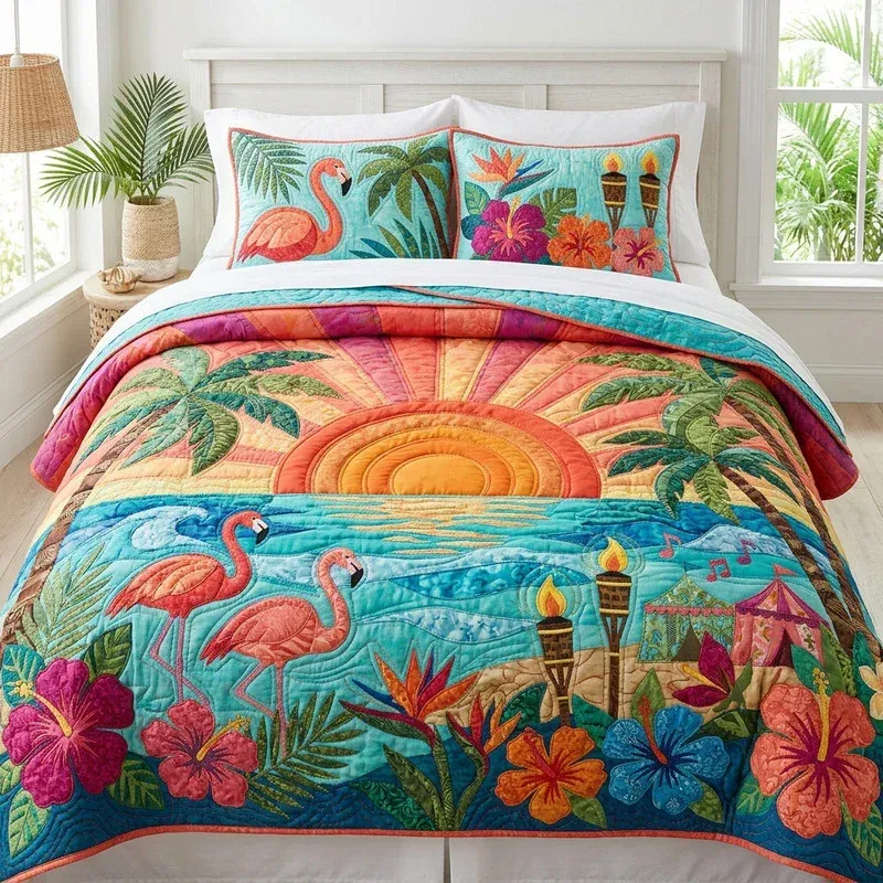 Sunset Beach Coastal Bamboo Quilt Bedding Set