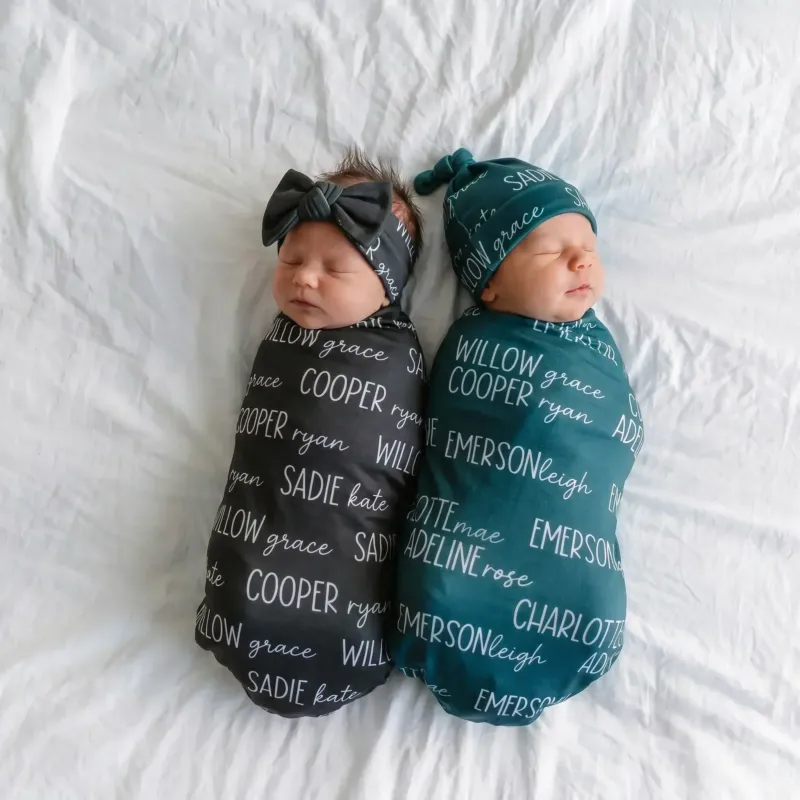 Personalized Baby Name Bamboo Swaddle Blanket Dusty Hues