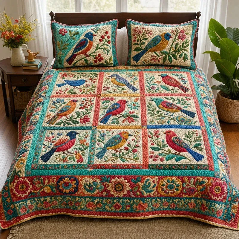 Teal Sanctuary Bamboo Quilt Bedding Set