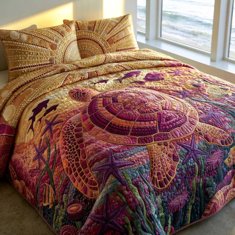 Turtle Ocean Dreams Bamboo Quilt Bedding Set