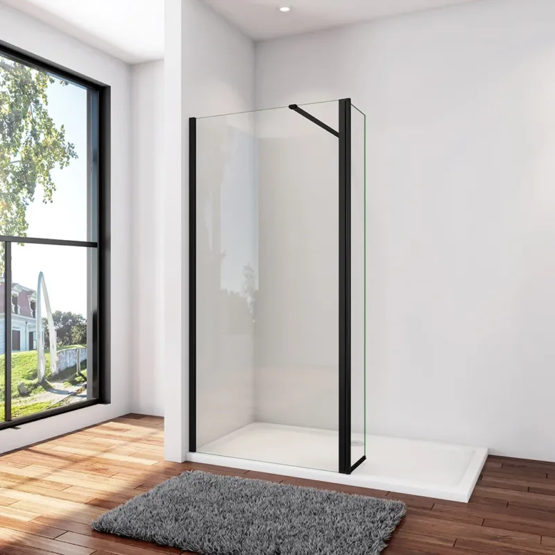 Duschabtrennung Duschwand 160+40 x H.200 cm 8mm NANO Glas Aluminiumprofil Duschhaus