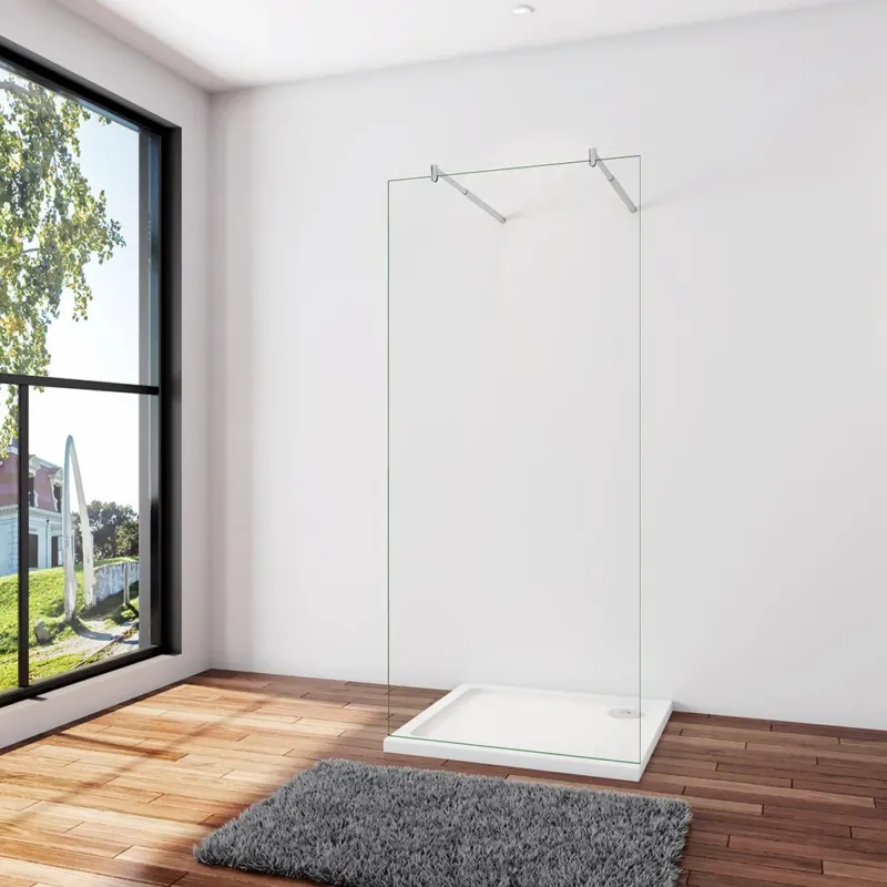 Duschwand Duschabtrennung 77.7 x H.200 cm 10mm NANO Glas Stabistange 70-120cm Duschhaus