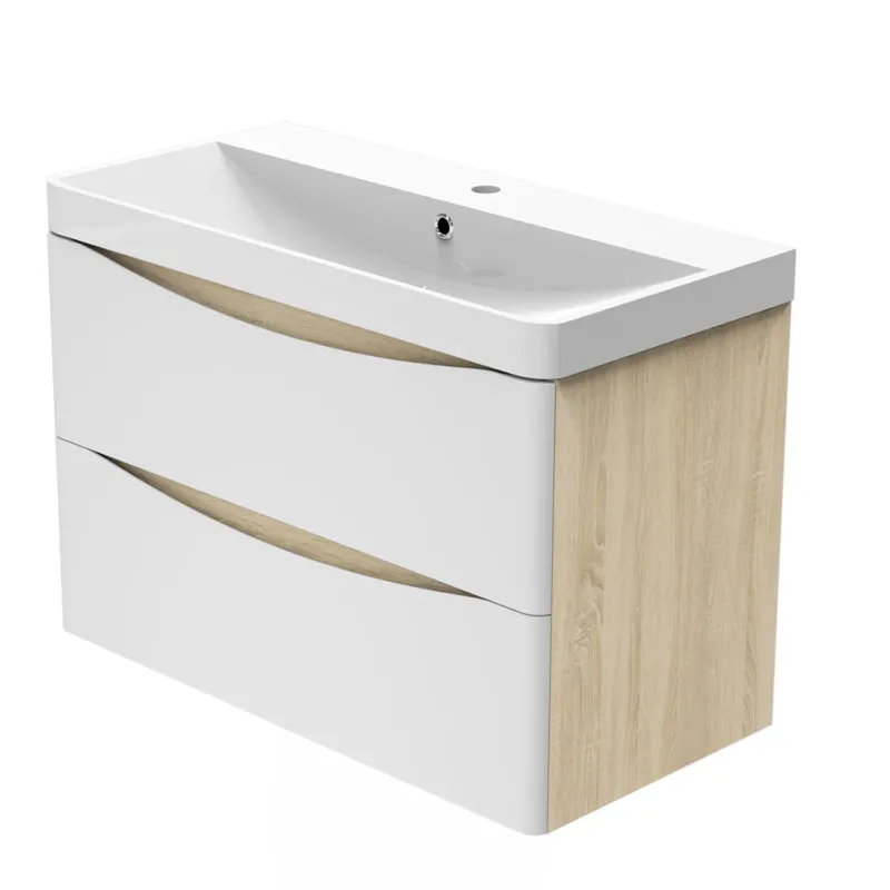 Waschbecken mit Unterschrank Hängeschrank Badmöbel Set 80 cm