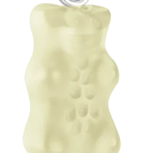 Silberner Charm-Anhänger mit hellem, durchscheinendem Glasbär und Öse
