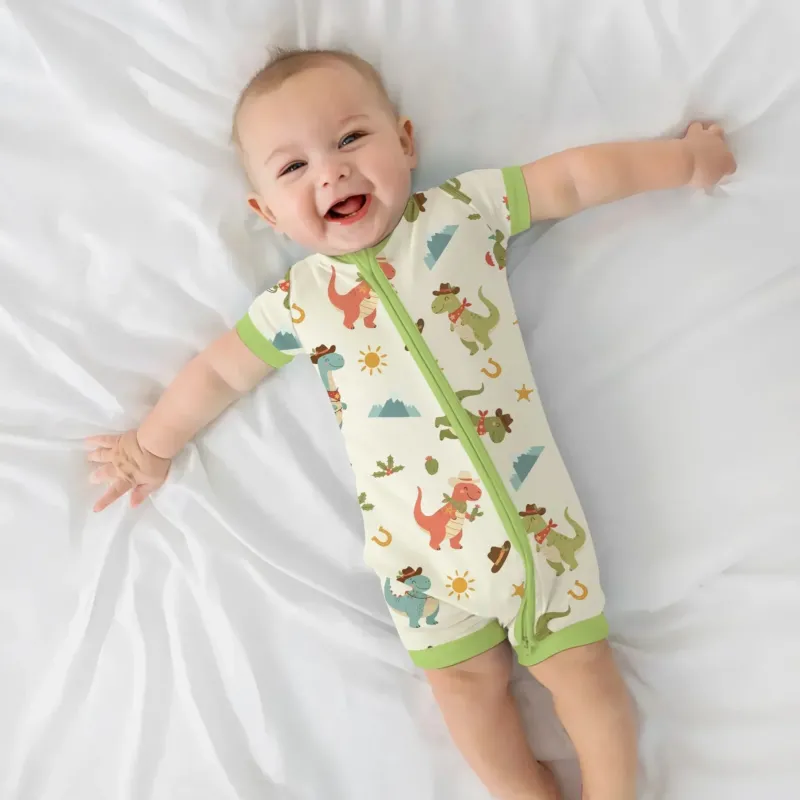 Christmas Cowboy Dinosaur Shorty Zippy , Christmas Cowboy Dinosaur Shorty Zippy - 0-3M