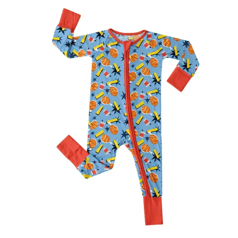Fast Food Chicken Convertible Zippered Romper , Fast Food Chicken Convertible Zippered Romper - Newborn