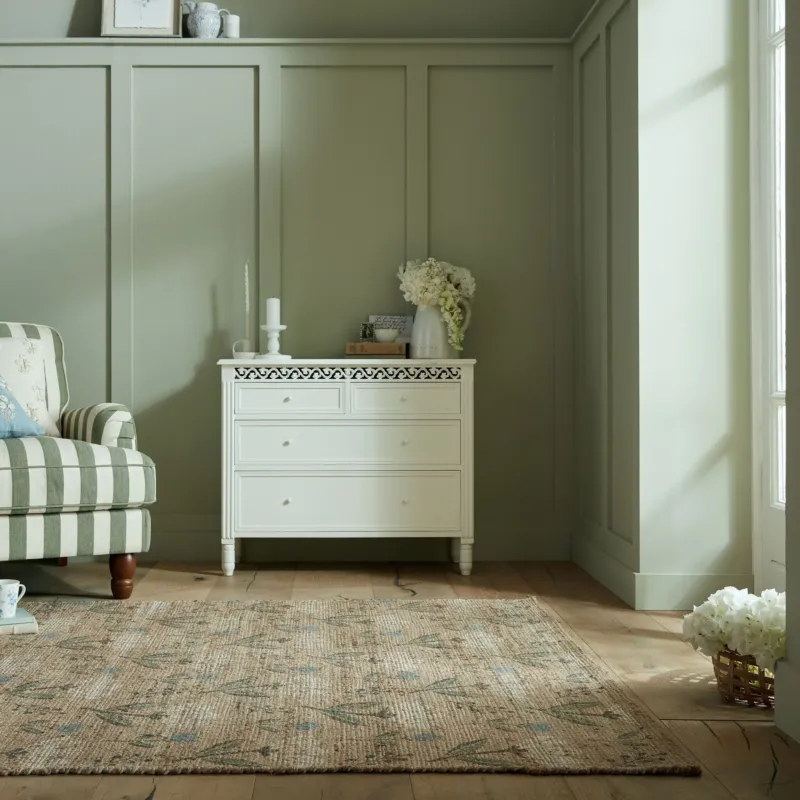 Jute floor rug - Amilio Floral Natural