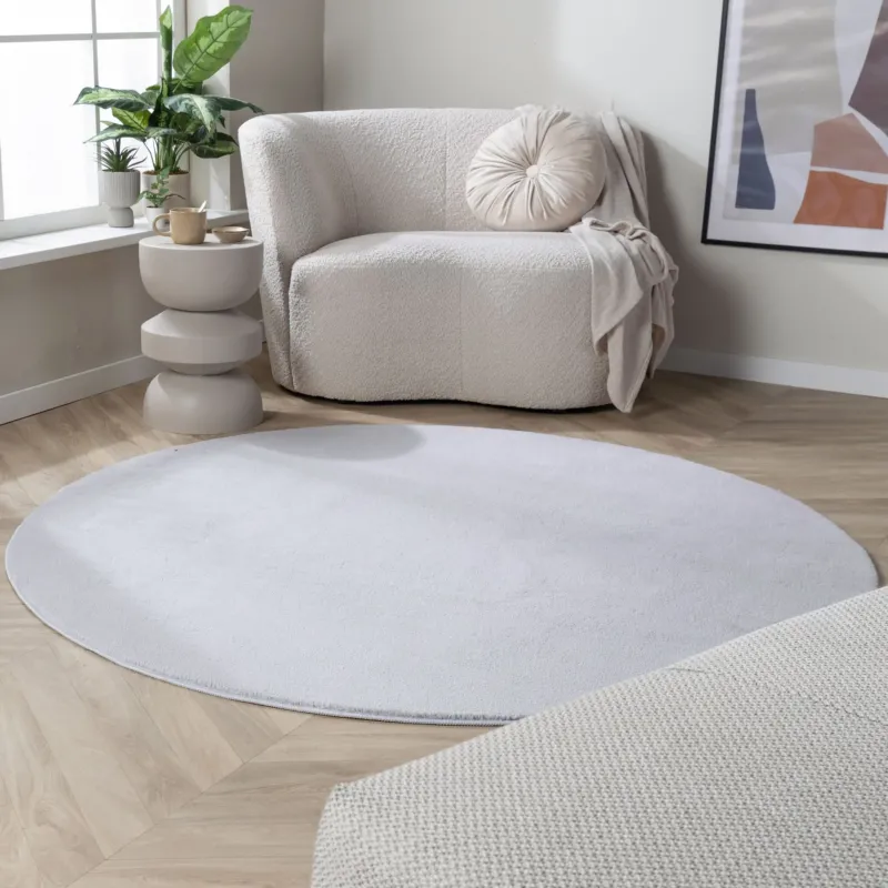 Round Washable Rug - Vivid Grey