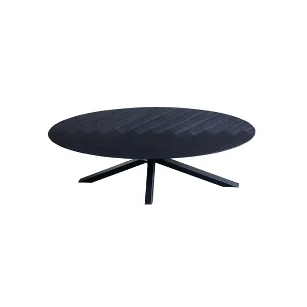 FORT oval Halbbohle Massiver Esstisch schwarz Eichenholz