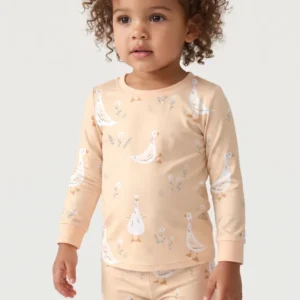 White Goose Garden Bamboo Two Piece Long Sleeve Pajama Set