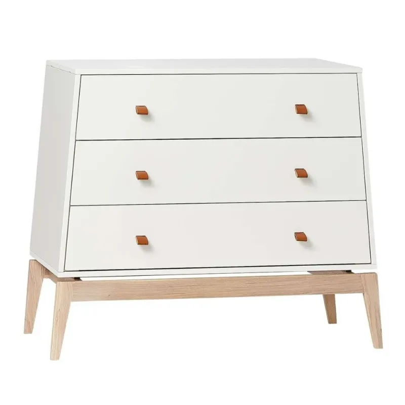 LEANDER - Commode 3 Tiroirs Luna™, Blanc/chêne
