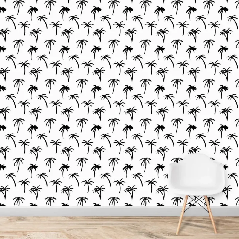 MUNKS & ME - Papier Peint Chambre Enfant à Motif Répété - Noa Palme Tropicale - Noir