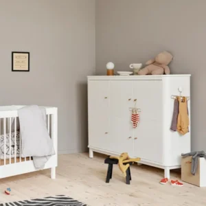 OLIVER FURNITURE - Armoire Multi - Rangement 3 Portes Wood, Blanc