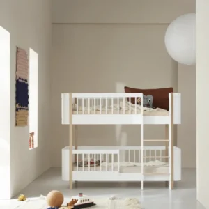 OLIVER FURNITURE - Lit Superposé Mi - Haut Wood Mini+, Blanc/Chêne