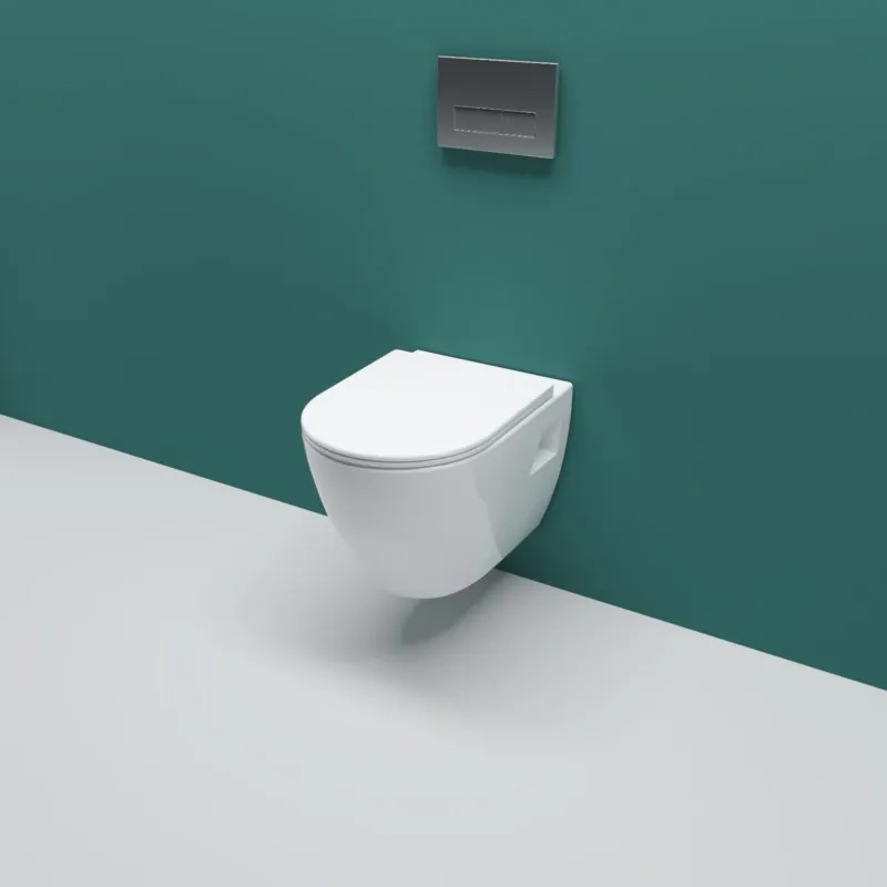 Badezimmer Modern Hänge Wc Toilette Mit Slim Soft-Close-Sitz WeiB