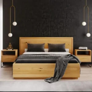 Designer Holzbett Celestia aus massiver Eiche mit Stauraum