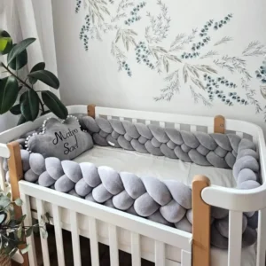 Personalized crib bumper set gray - KariStudio
