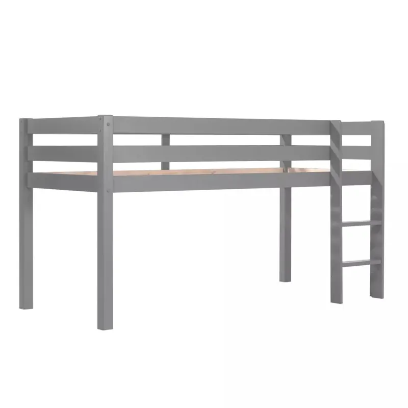 VIPACK - Lit Mi - Hauteur (H 115cm) PINO Avec Échelle 90 X 200 cm Gris